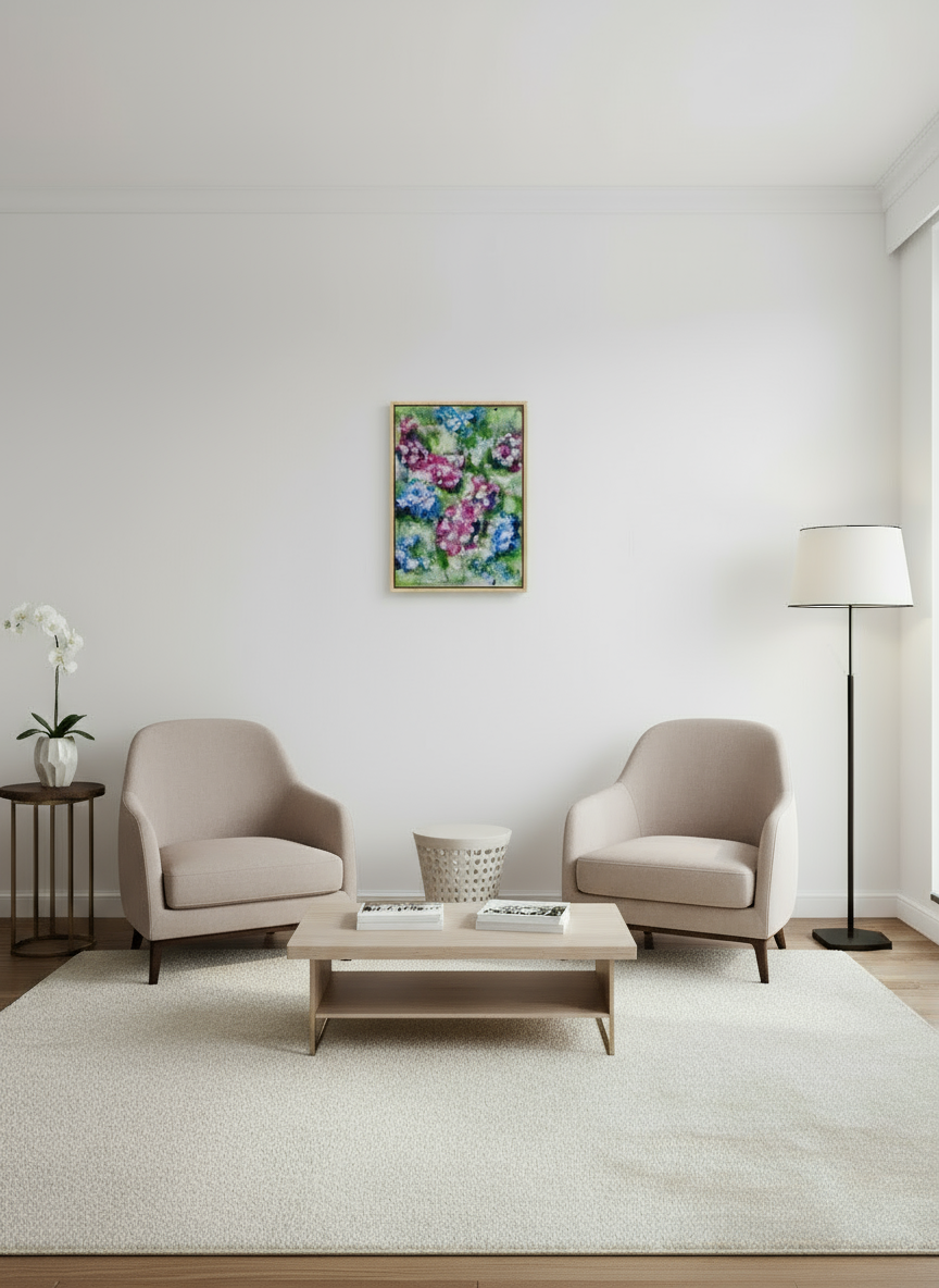 Acrylic Floral Abstract Painting on Canvas (16x20")