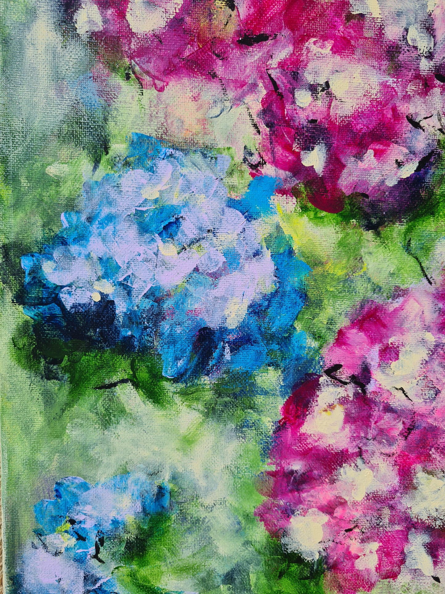 Acrylic Floral Abstract Painting on Canvas (16x20")