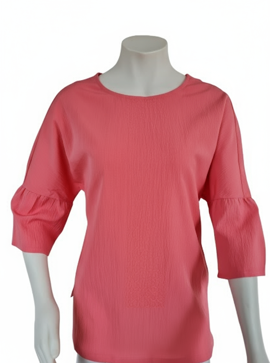 Solid Flare Sleeve Blouse in stunning watermelon pink
