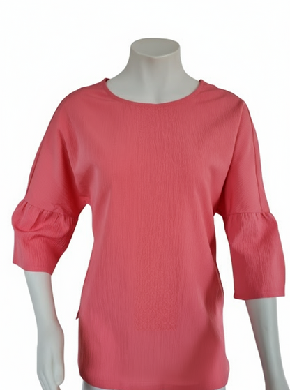 Solid Flare Sleeve Blouse in stunning watermelon pink